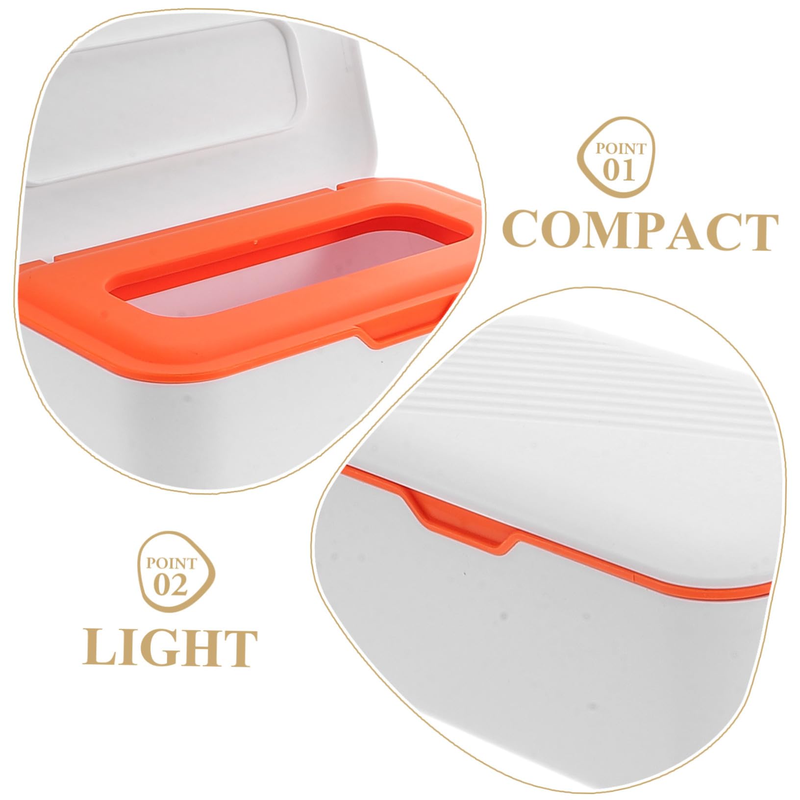 LABRIMP 2 Piezas Caja Dispensadora de Toallitas Húmedas Pequeña con Tapa Sellada Organizador Compacto para Pañuelos de Naranja y Gris Almacenamiento Portátil y Resistente al Polvo para