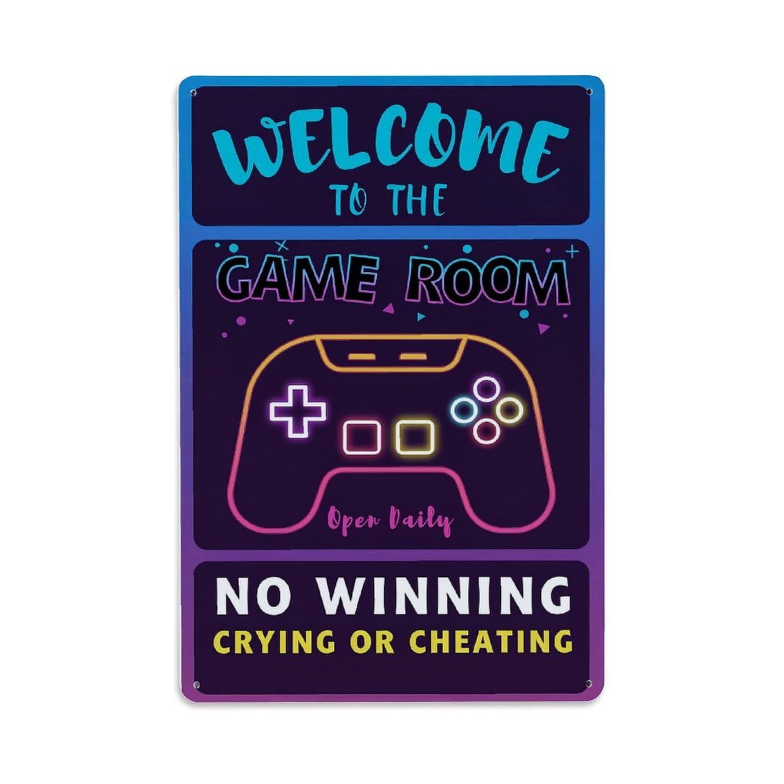 Jdfenggu Vintage Welcome Game Room Controller Neon Sign Retro Metal Tin Sign, Decor Art Poster For Bar, Home, Man Cave, Kitchen, Laundry Room Gift 8X12inch