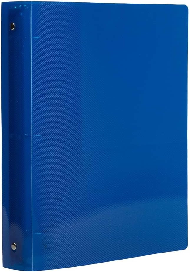 JAM PAPER Plastic 1.5 inch Binder - Blue 3 Ring Binder - Sold Individually
