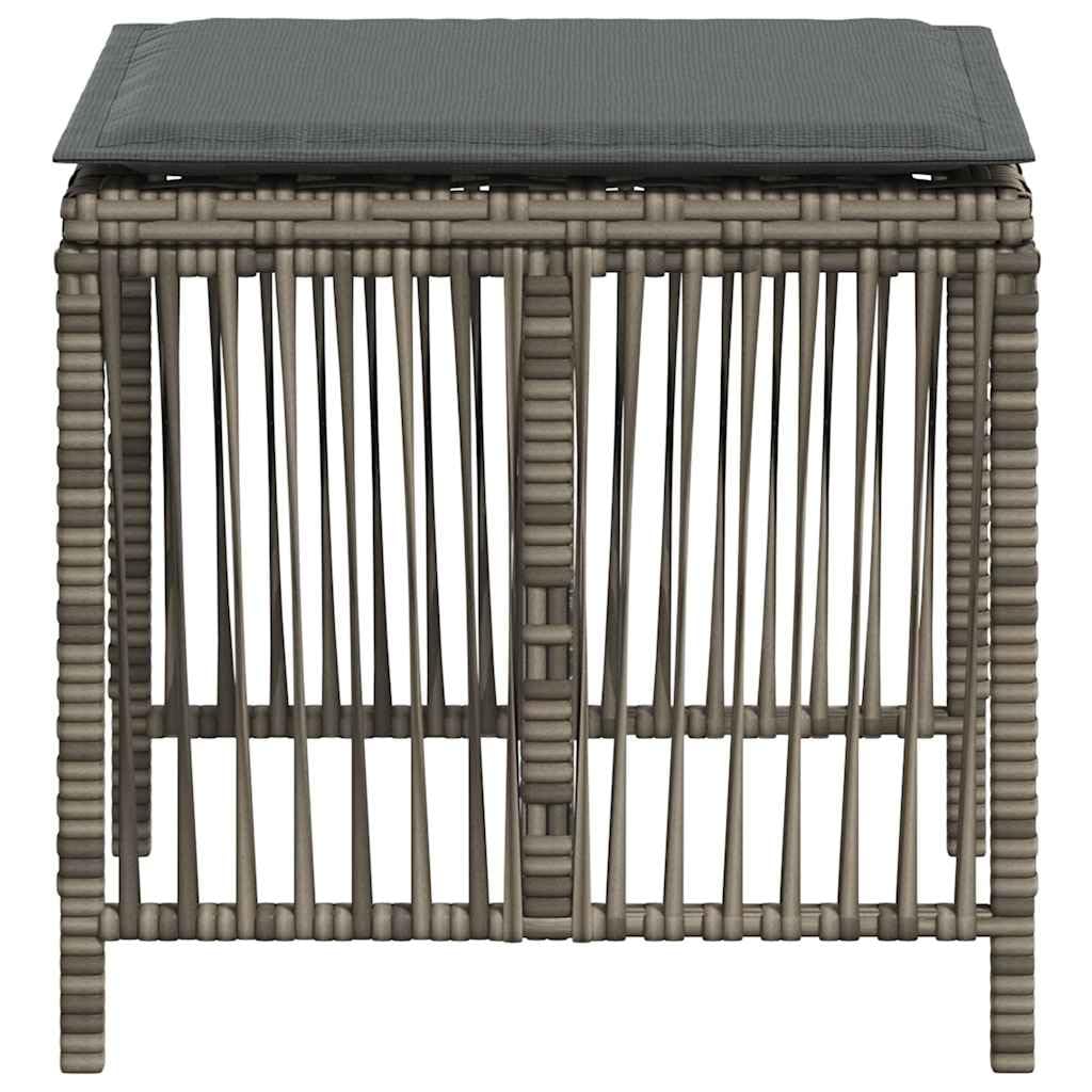 Taboret ogrodowy z poduszką 4 szt. szary 41 x 41 x 36 cm polirattanowy