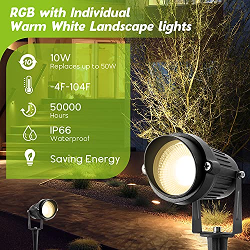 Image of Christmas Spotlights Outdoor Low Voltage Landscape Lights RGB Color Changing LED Landscape Lighting Waterproof Garden Pathway Yad House LED Spot Lights Outdoor (14Pack with Connectors)