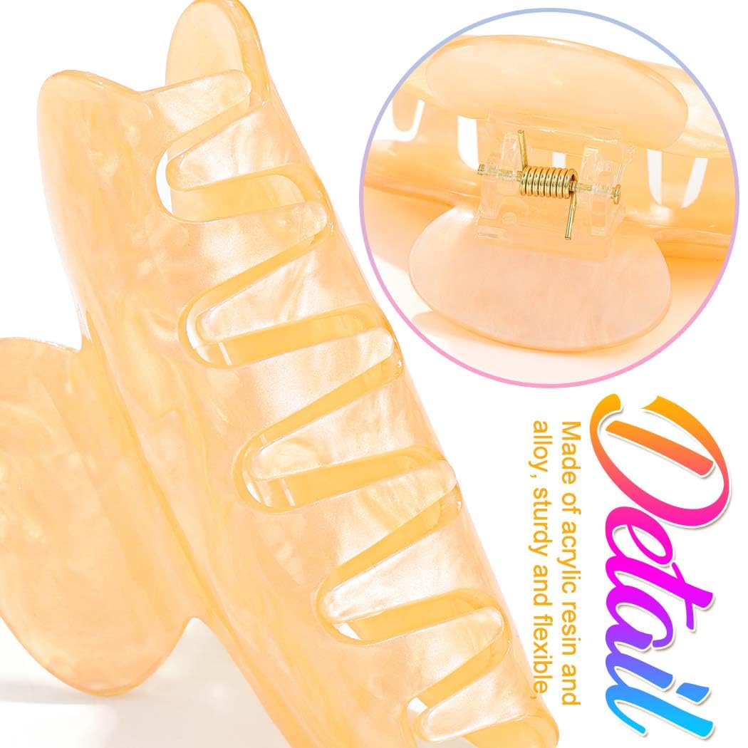 Reaky Acrylic Claw Clips Pink Hair Clip Cute Medium Hair Claws Hair Accessories for Women (beige+chocolate) - Image 4