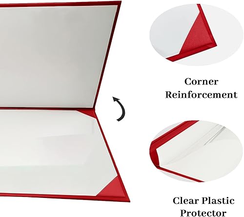 Miniatura 4 de Happy Secret Funda para diploma de 8.5 x 11 pulgadas, titular de certificado de graduación, cuero liso (rojo)