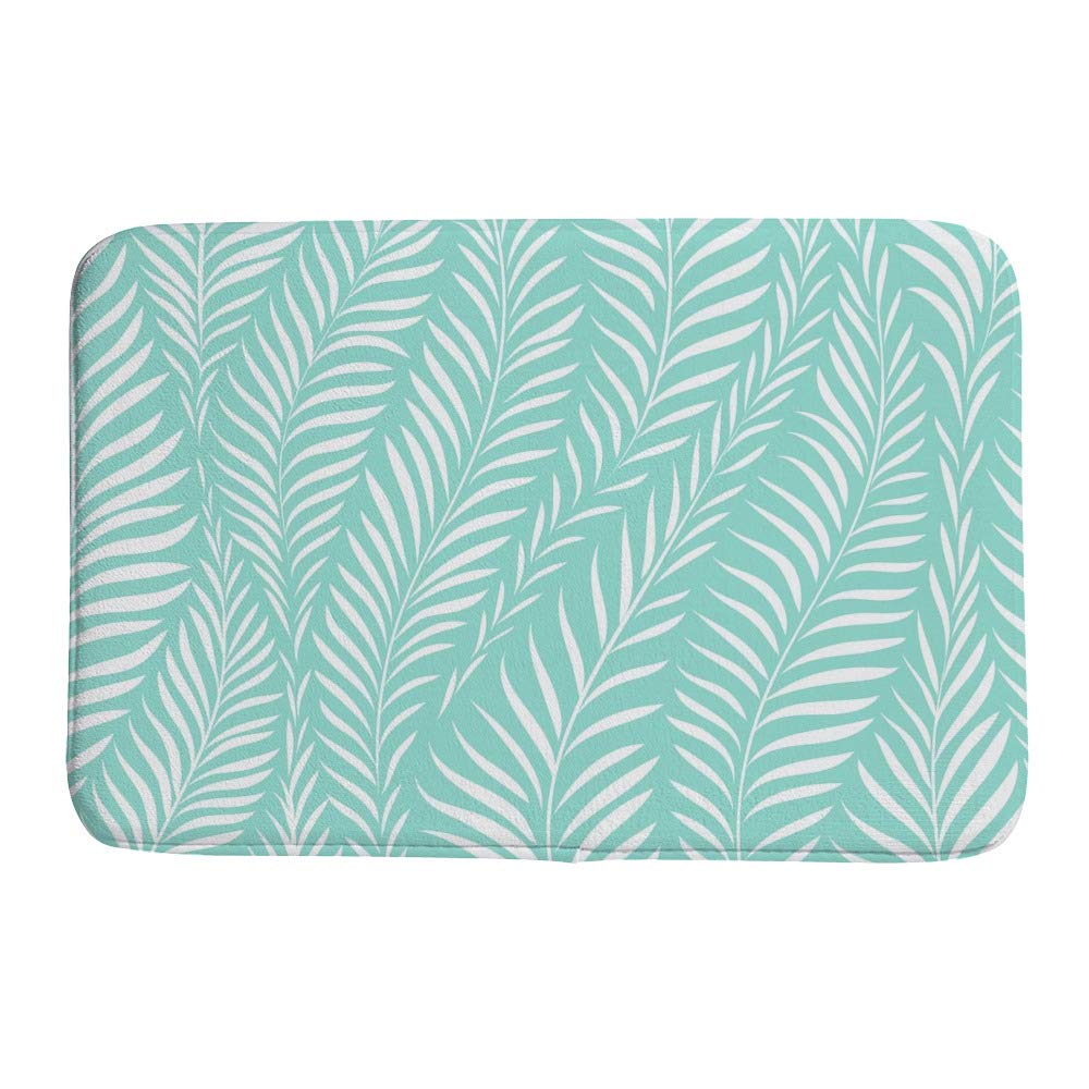 Tapis de bain motif feuille de palmier moelleux en polaire corail antidérapant 60x90 cm