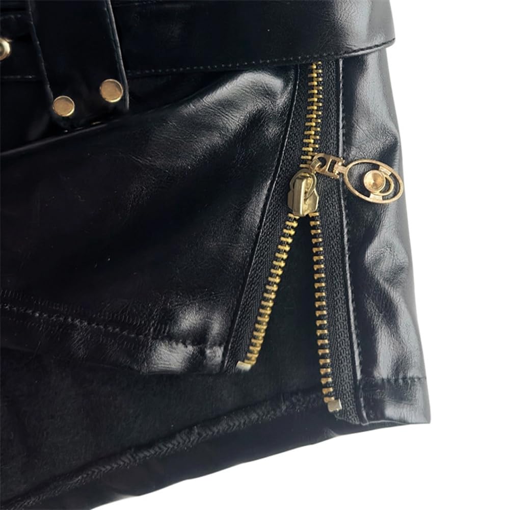 LAFOURAM Faux Leather Shorts for Women Low Rise Night Out Slutty Exotic Hotty Booty Pants: X-Large Black