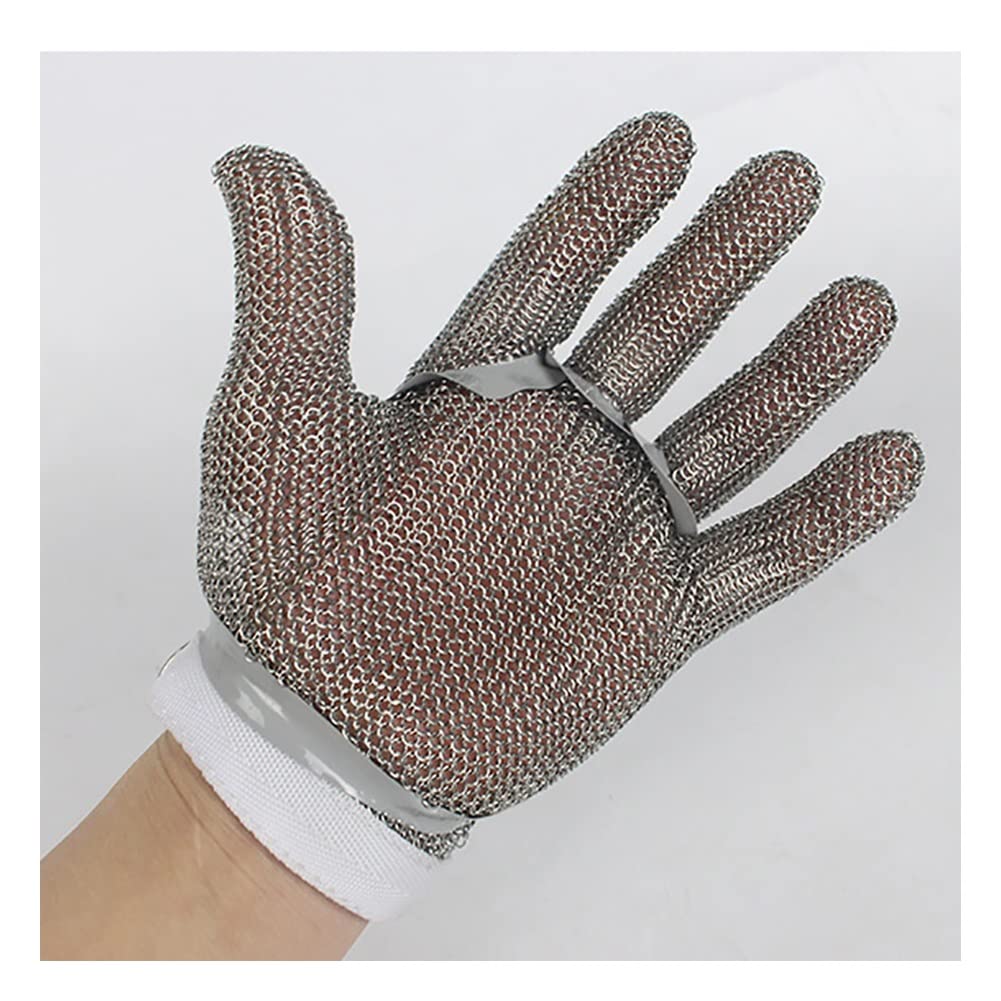 Gants Résistants Aux Coupures Gants résistants aux coupures métalliques, gants de protection anti-découpage de machines anti-scie, avec bracelet de poignet réglable(L/A pack of one)