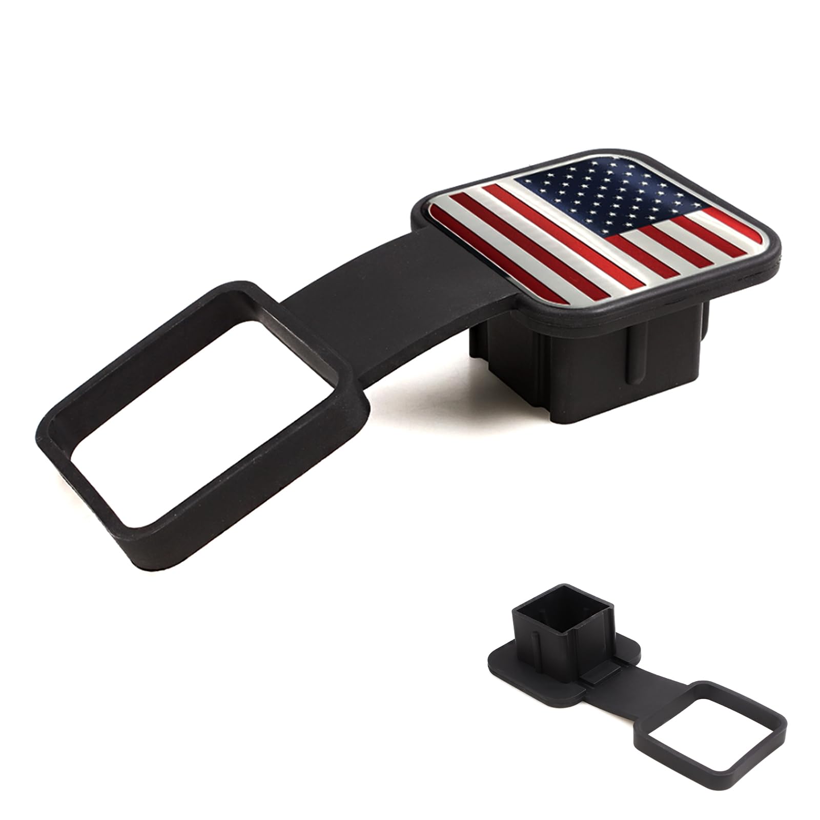 1 PC Trailer Hitch Cover Plug Cap, 2In Hitch Plug, Square Tow Hook Dust Plug, Car Modification Accessories, Fit for Most Car (American Flag Red)