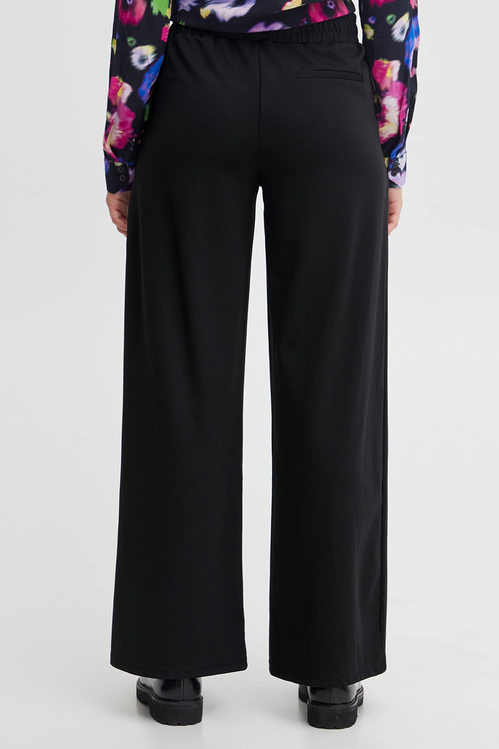 ICHI IHKATE SUS Long Wide PA2 Damen Hose Stoffhose mit Stretch hoher Elastikbund weiter Schnitt
