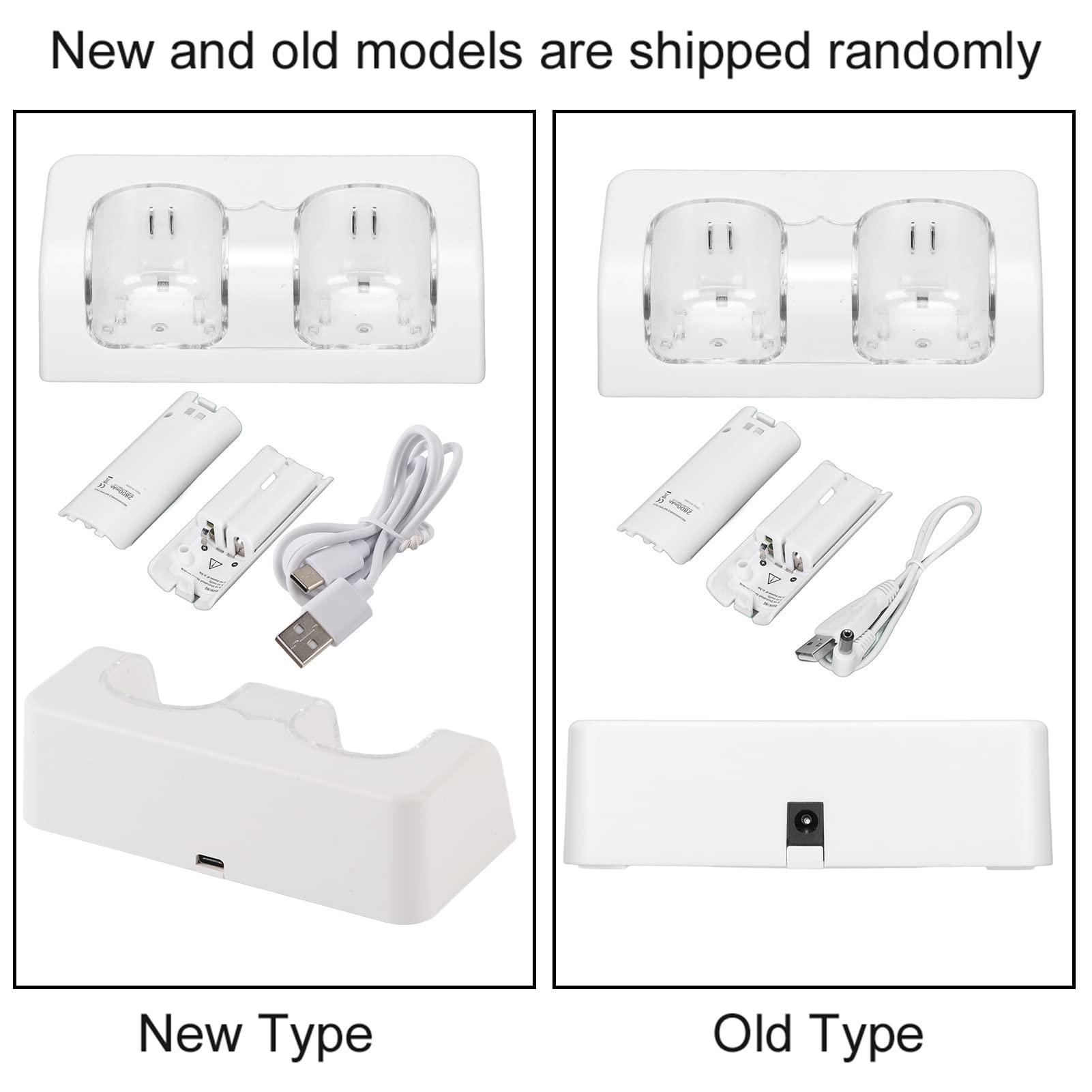 Yunseity Estación de Carga Dual para Control Remoto de Wii/Wii U, Base de Carga con 2 Baterías Recargables de 2800 MAh(Blanco)