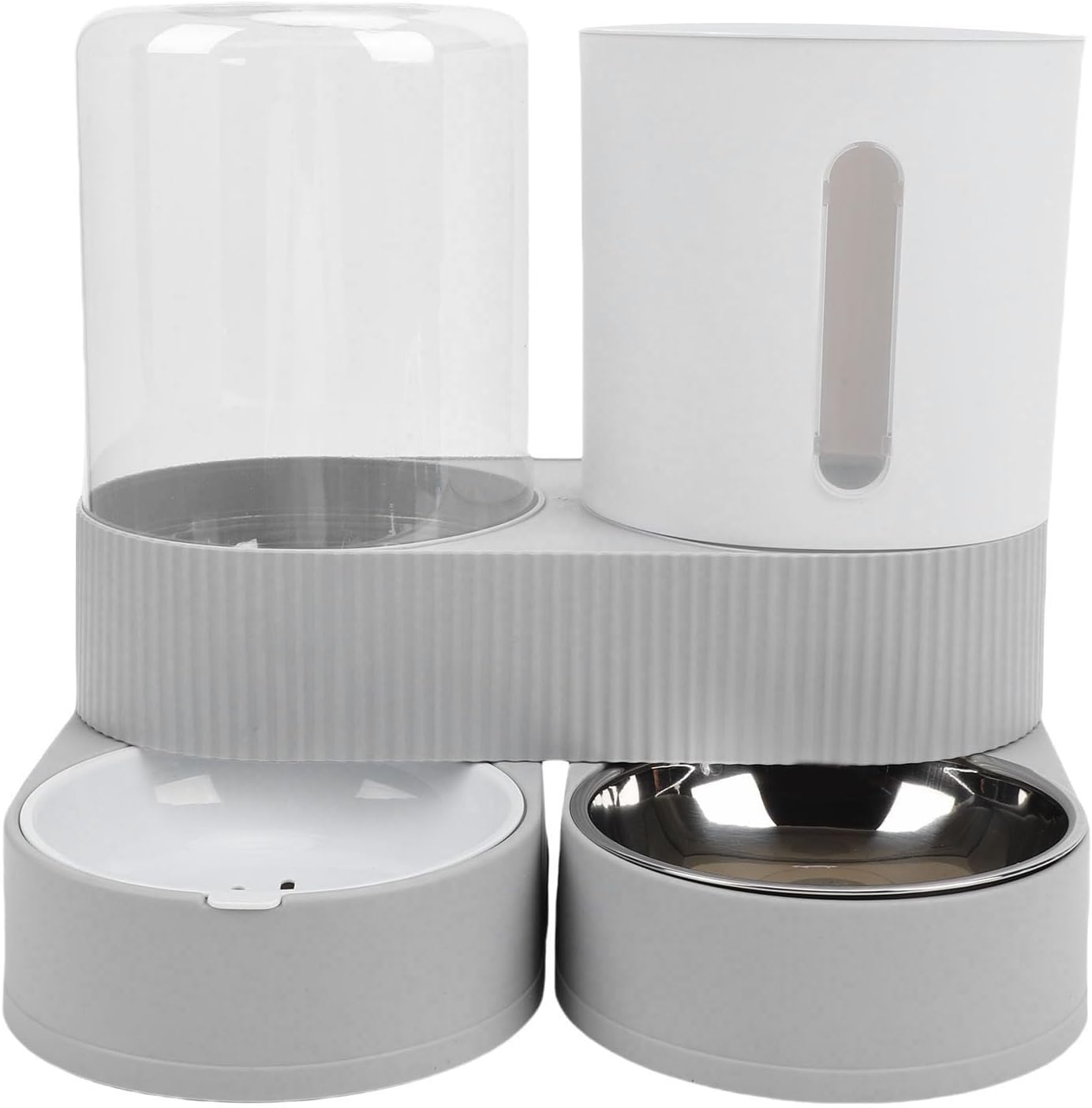 GLOGLOW Automatic Cat Feeder and Water Dispenser, Dry Wet Separation Design with Removable Bowl, for Small Medium Large Cats Dogs Pets (Gray)