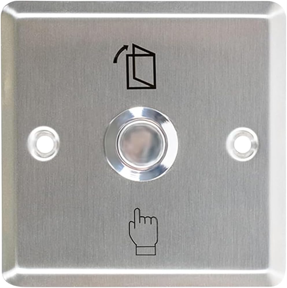 Team Office Stainless Steel Door Exit Push Button Switch – 3×3 Inch, NO/COM Output, Heavy-Duty Access Control Exit Button