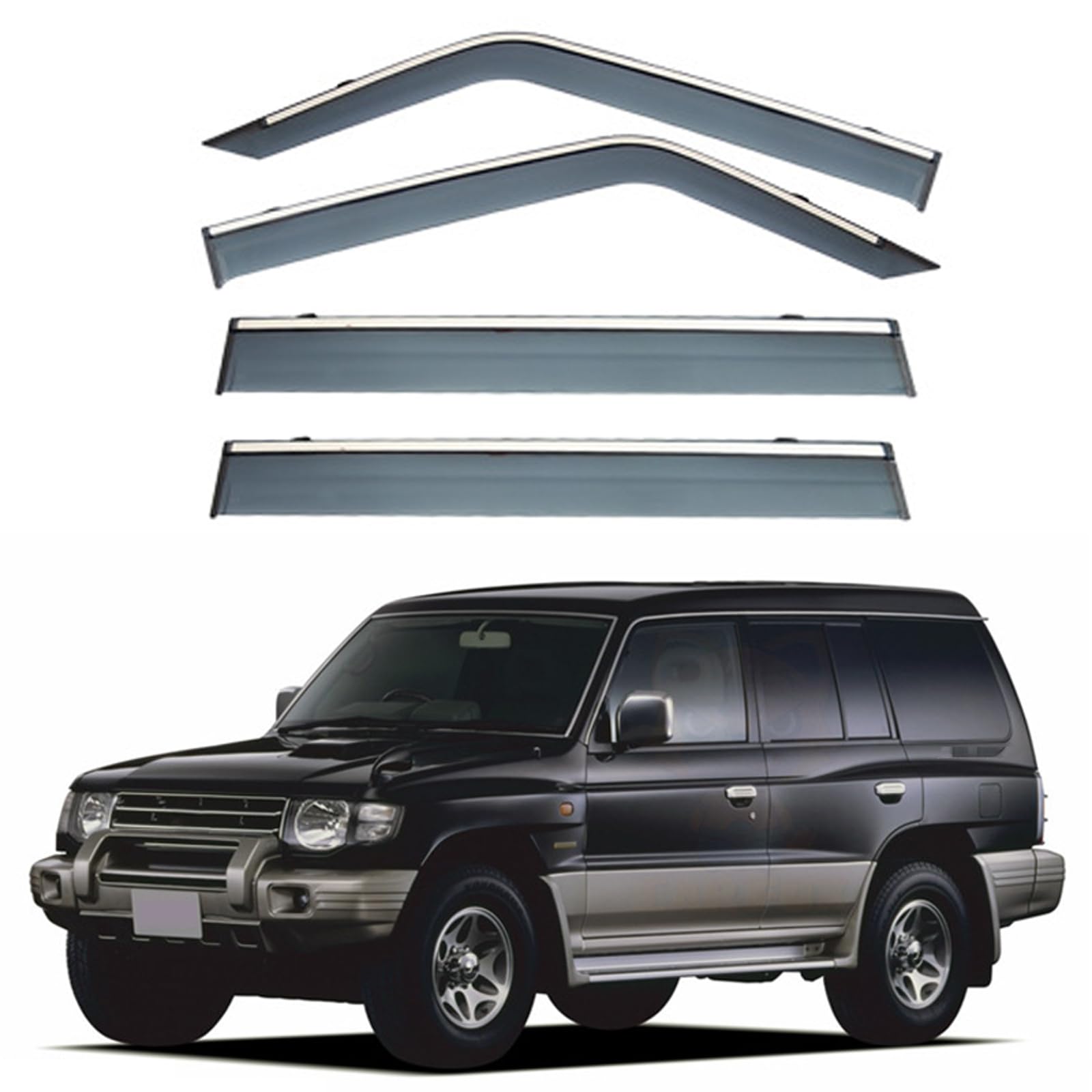 YJTYC Car Wind Deflectors for Mitsubishi PAJERO V31-V46MK2-V20 1992-1998, Window Visor Rain Guards Smoke Tinted Weather Deflector Shields for Sun Rain Protection