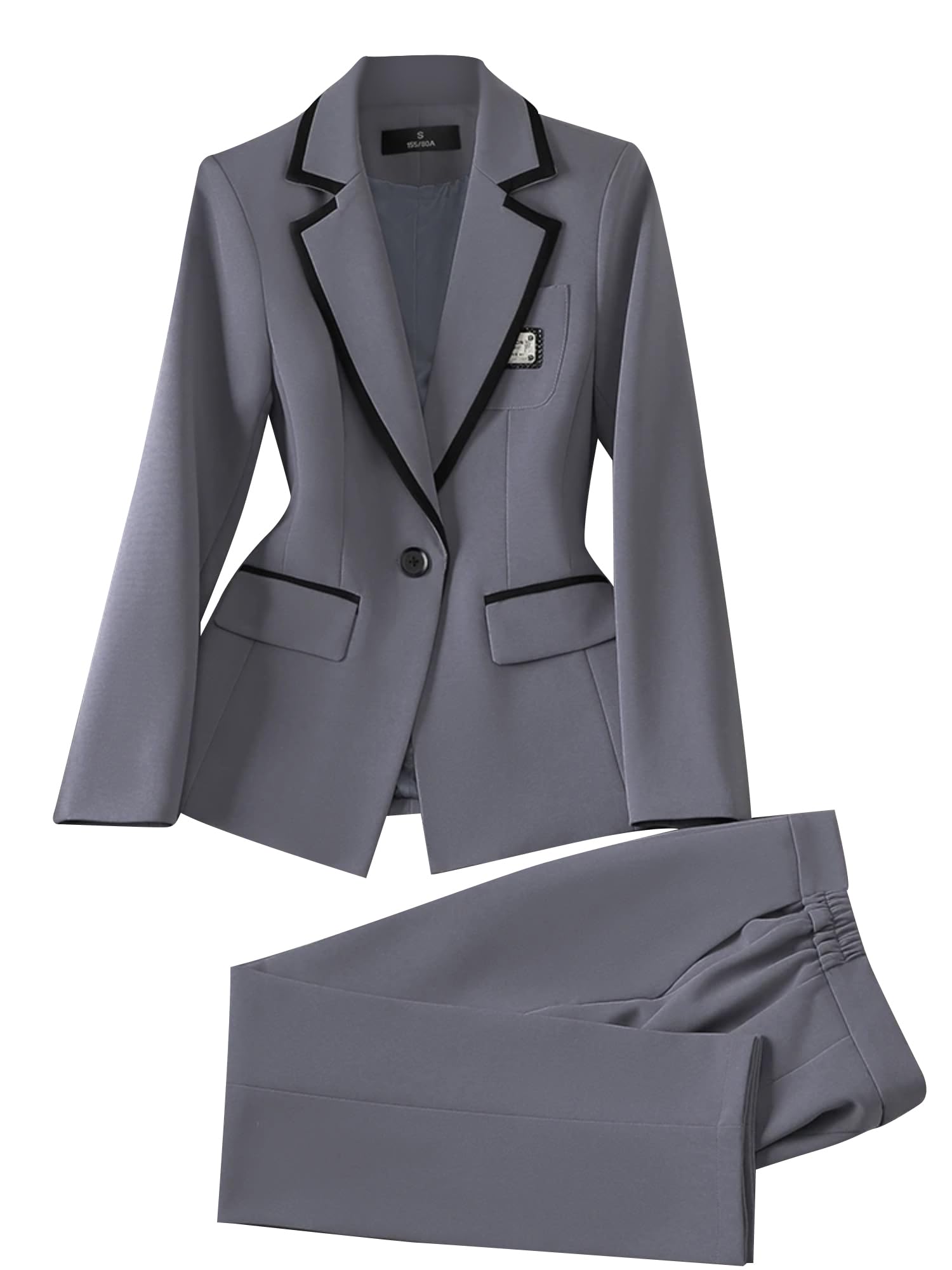 Womens Fall Spring 2 Piece Blazer Outfits Business Formal Casual Jacket Work Pants Dressy Suit Set