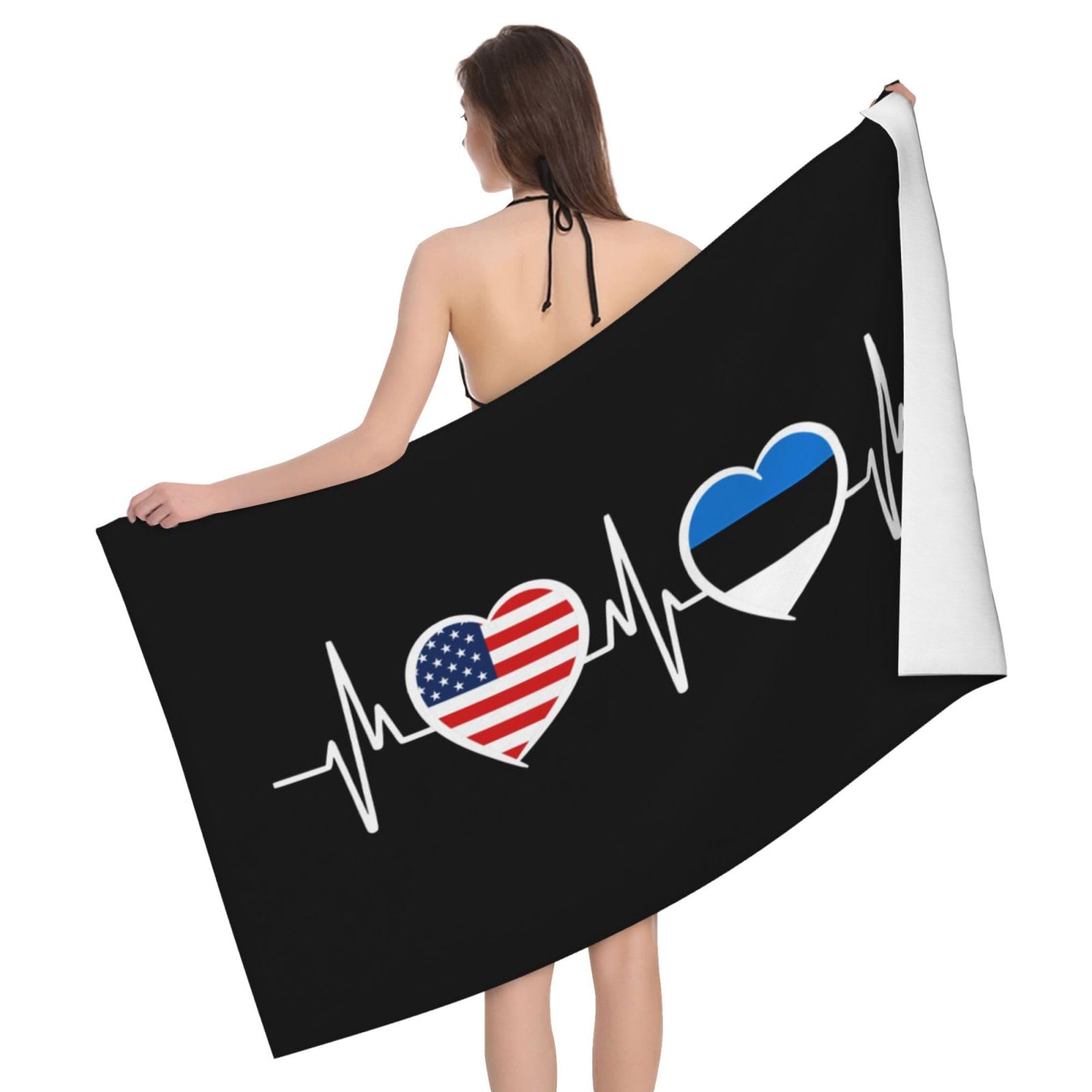 HLBSDM Microfiber America Estonia Flag Beach Towel Quick Dry Soft Sand Free Beach Towels for Pool Swim Beach Lightweight Thin Towels