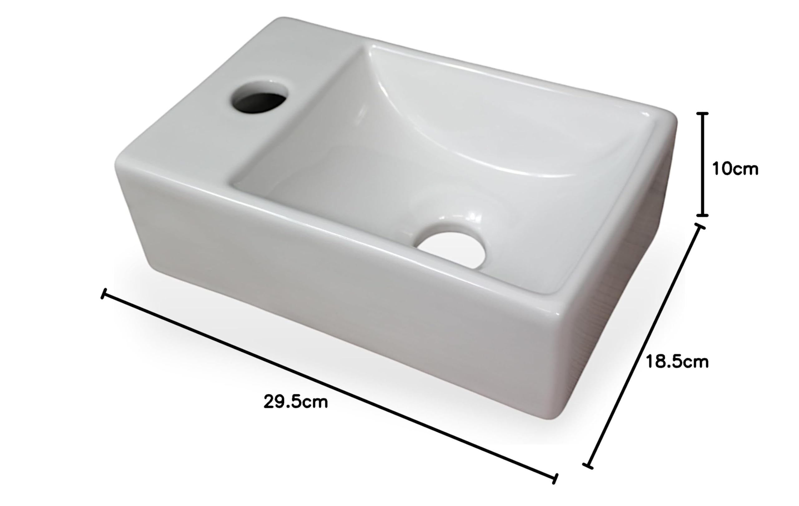 Umywalka WC dla gości 29,5 x 18,5 cm umywalka wisząca umywalka nablatowa ceramiczna biała