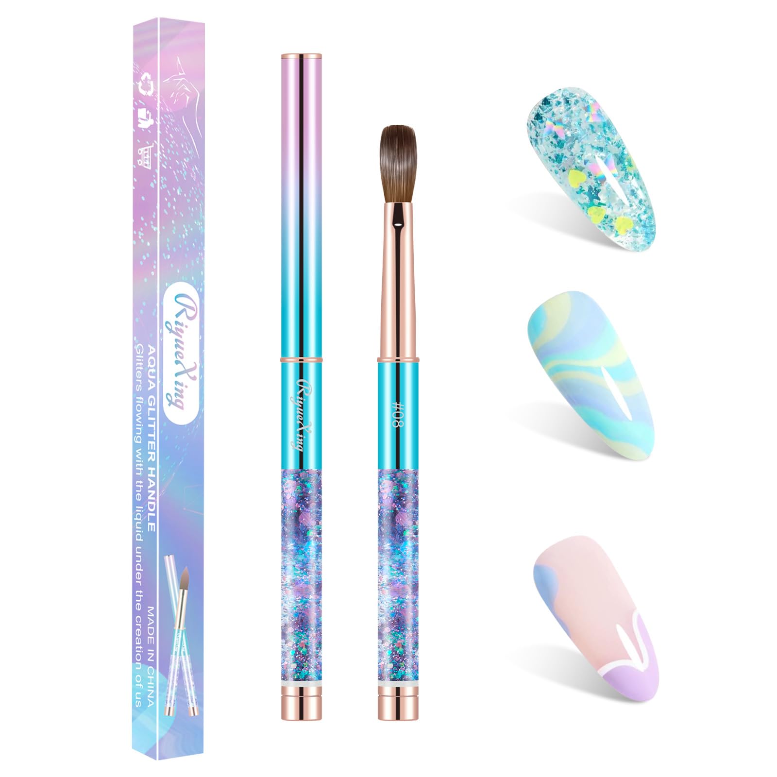 100% Kolinsky Acrylic Nail Brush- Size 08 Professional Nail Brush for Acrylic Application Acrylic Powder Brush for Nail Art DIY Home Salon Nail