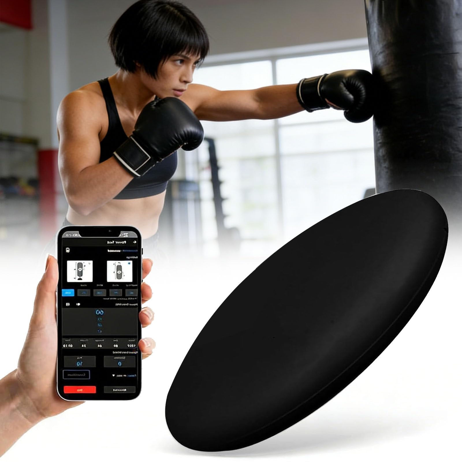Intelligenter Kraftmesser Für Boxsäcke, Analysegerät Für Schlag- Und Trittkraft, Mit Echtzeitdaten, Sprachansagen Und Kurvendiagramm, Für Boxen Und Kickboxtraining Black