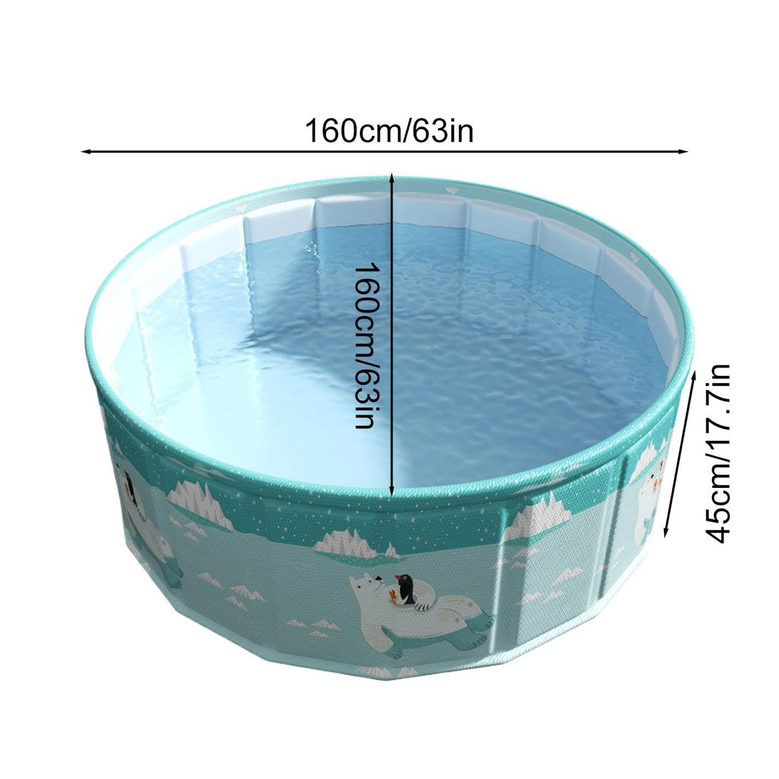 Piscina para Perros 160x45cm Piscina plegable no inflable Antideslizante Bañera Portátil Interactiva con Sistema de Drenaje Piscina redonda con PVC Ecológico Ideal para Verano,Patio,Parque,Mascotas