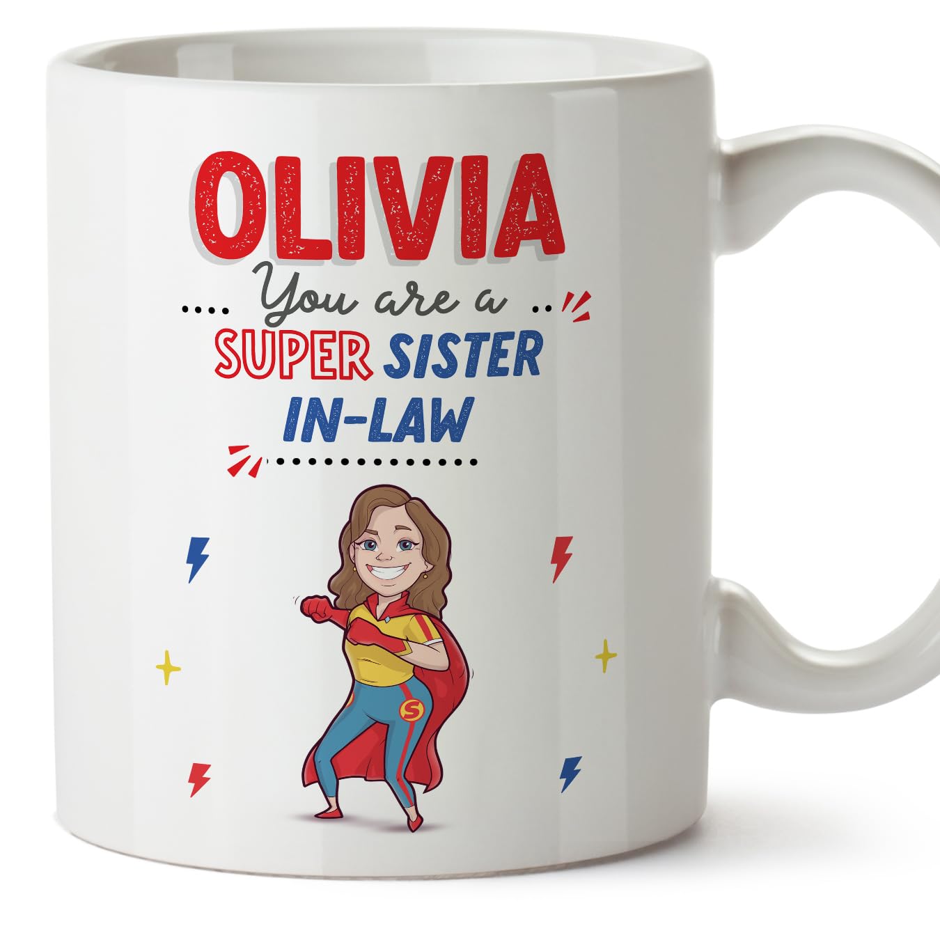 MUGFFINS Personalised Mug for Sister in Law - in English - You are Super! - Funny Custom Gift - Ceramic 11oz Mug