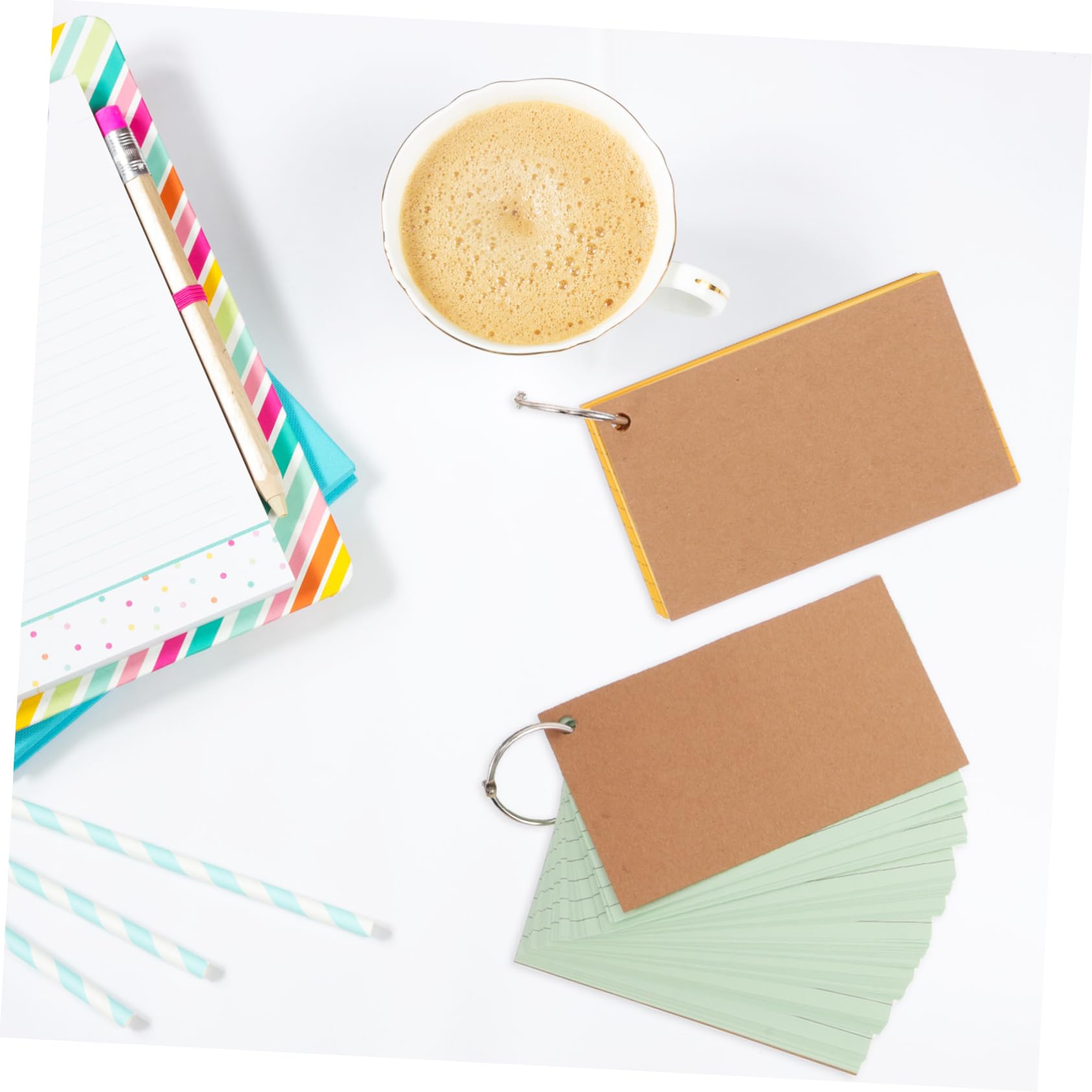 Operitacx 10 Piezas Tarjetas de Estudio Anillo Fichas de Vocabulario Doble Cara con Tarjetas de Notas Ajustables para Trabajo y Reuniones Material Escolar y Oficina