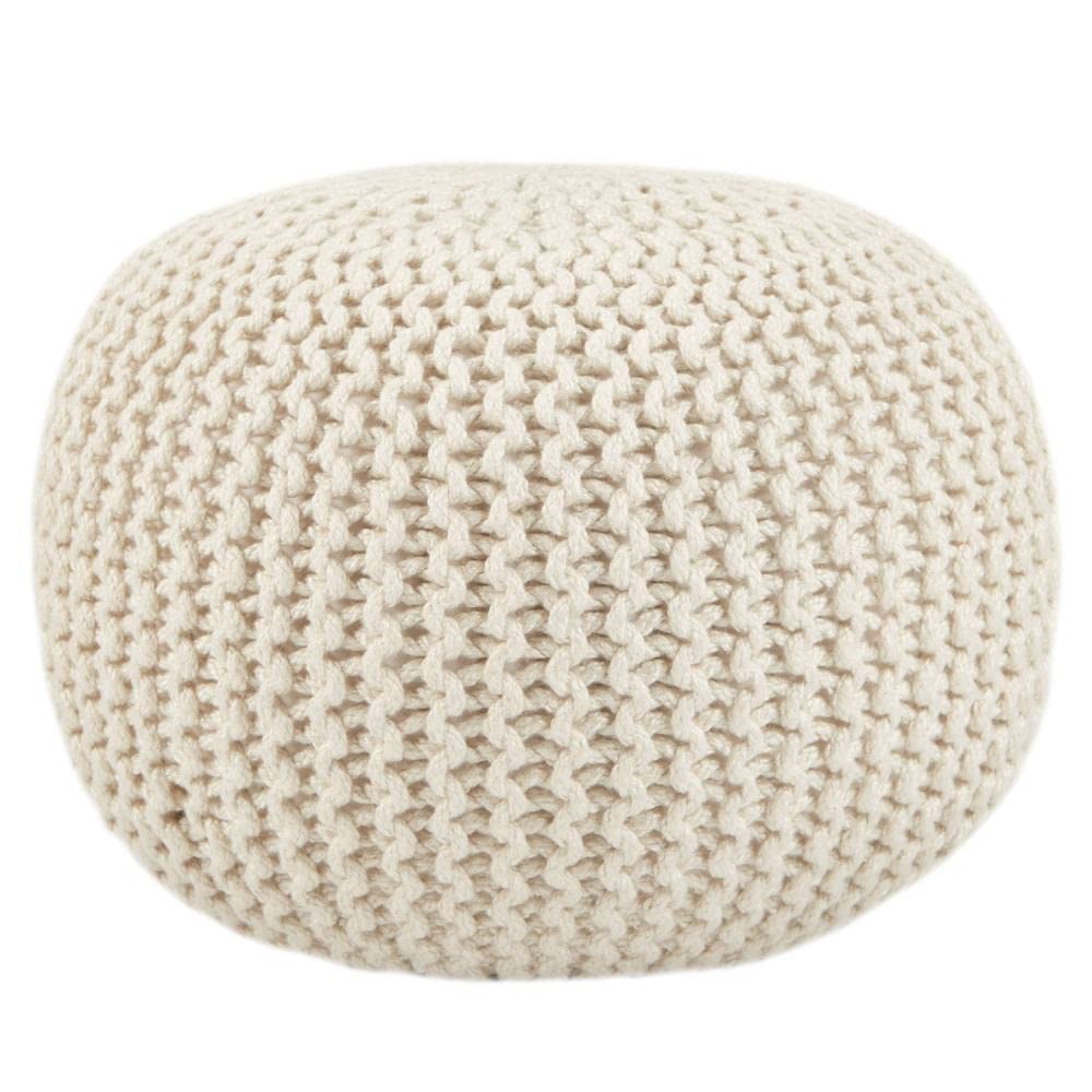 Ultra Durable Round Pouf Ottoman Chunky Knit Weave for Texture & Handmade Appeal, Size 20
