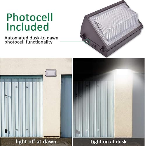 Miniatura 4 de Paquete de pared LED de 100 W con fotocélula del atardecer al amanecer, luz diurna de 5000 K, 13000 LM, AC100-277V con certificación ETL.