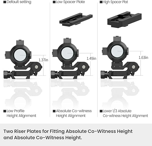 Miniatura 6 de VOTATU Lupa de punto rojo M3X, óptica de lupa de punto rojo 3X con montaje abatible a lateral, altura 35, 37, 41, viento y elevación ajustable