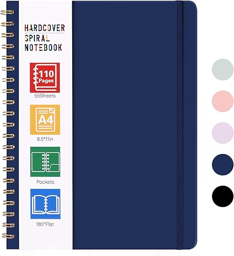 Miniatura 9 de Cuaderno de espiral LABUK de 8.5 x 11 pulgadas, cuadernos grandes A4 para mujeres y hombres, 55 hojas (110 páginas) cuaderno de tapa dura con rayas