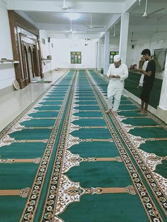 Janamaz Rolls for Masjid (Mosque) Prayer Carpet Any Religious Houses & Gallery Runner Carpet 4 x 60 Feet Color Green