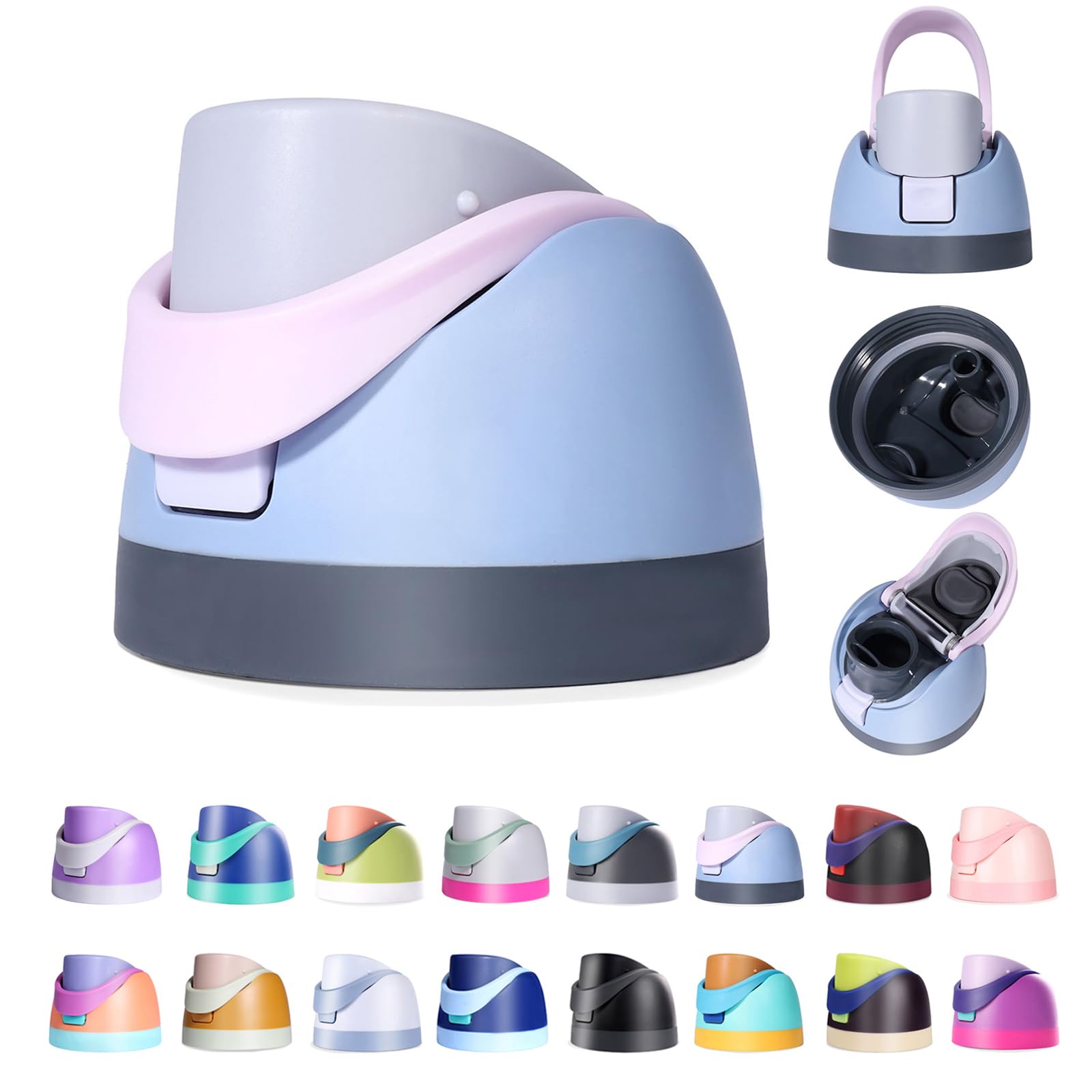 Branbox Replacement Lid for Owala Freesip, Compatible with Owala Cup 16oz 24oz 32oz 40oz, One Button Water Bottle Top Lid for Owala Freesip, Leakproof, BPA-Free, Blue-Pink