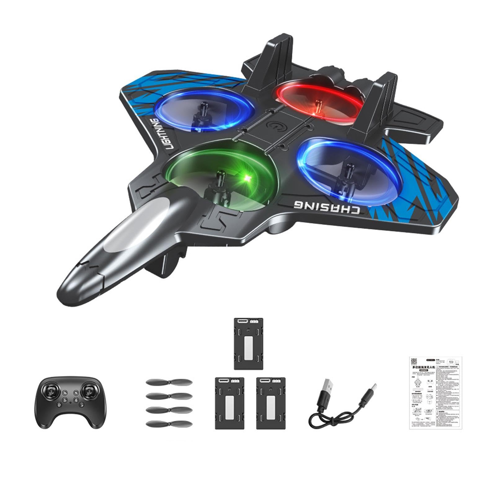 Colcolo Foam Remote Control Airplane Fighter Jet Toys Gifts for Boys Lightweight 360° Flip Waterproof RC Plane for Kids Adults 8-16, blue three battery