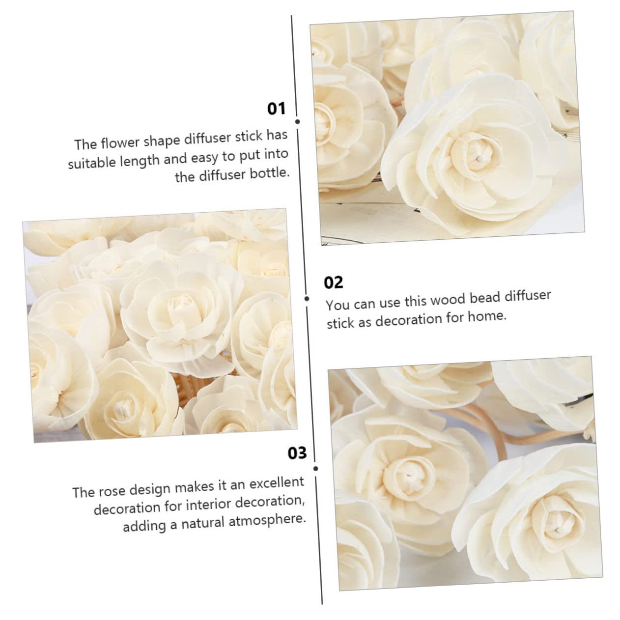 Bâtonnets Diffuseurs en Rotin Fleur 6 Pièces pour Huile Essentielle