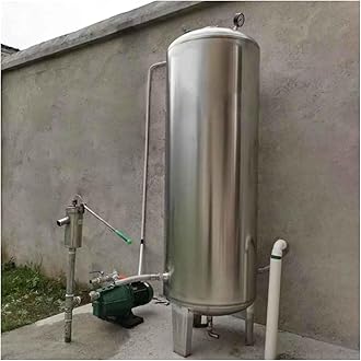 Well Pressure Tank 60L 100L 160L 200L 250L 300L Vertical Water Pressurized Tanks for Pump Well House, 304 Stainless Steel Water Tanks with Fitting Kit & Air Release Valve(Size:60X40cm/23.6x15.