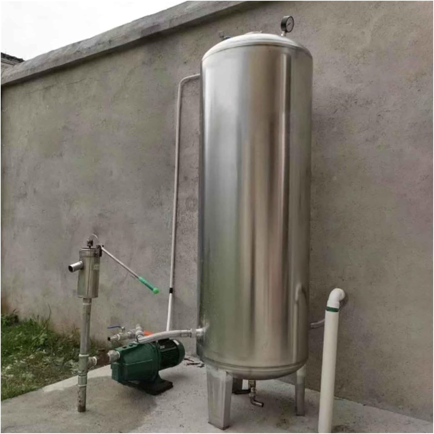 Well Pressure Tank 60L 100L 160L 200L 250L 300L Vertical Water Pressurized Tanks for Pump Well House, 304 Stainless Steel Water Tanks with Fitting Kit & Air Release Valve(Size:135x50cm/53x19.7