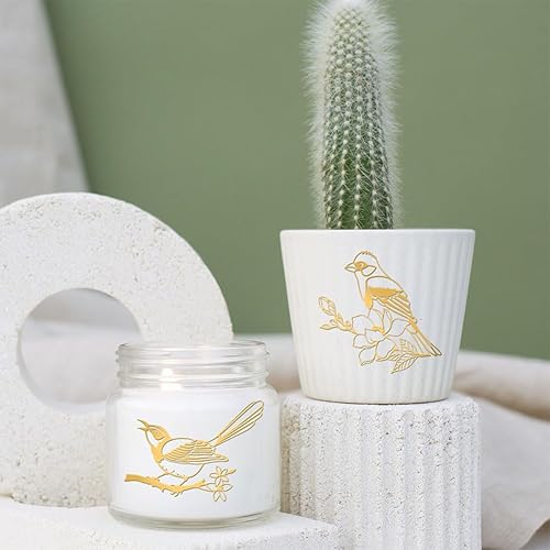 Miniatura 6 de OLYCRAFT 9 calcomanías de patrón de pájaro de 1.6 x 1.6 pulgadas, diseño de rama de pájaro, flor, autoadhesivas, calcomanías doradas, temáticas de