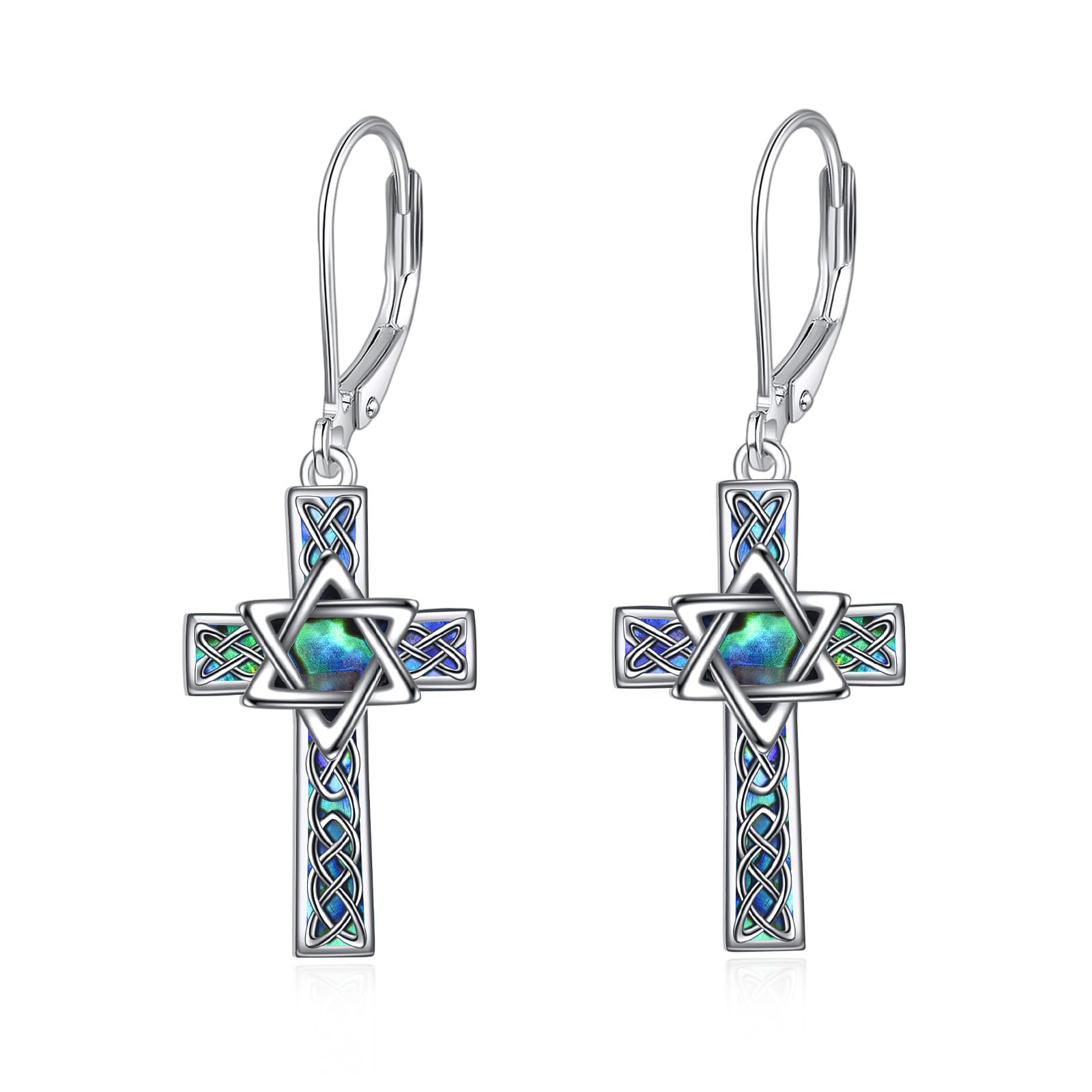 YFNCross Earrings Sterling Silver Dangle Drop Leverback Cross Earrings Religion Jewellery Christians Gifts for Women Men