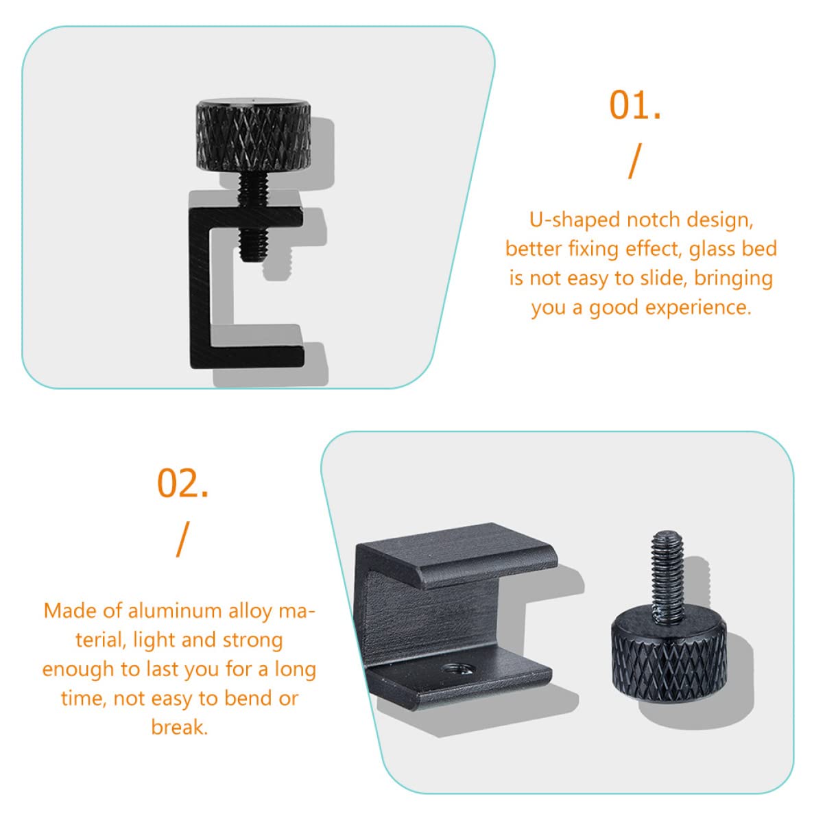 Mobestech 5 Sätze Stabile Glasplattformklemmen Aus Aluminiumlegierung Sichere Fixierung Kein Werkzeug Erforderlich Für 3d-druck 8 Stück * 5