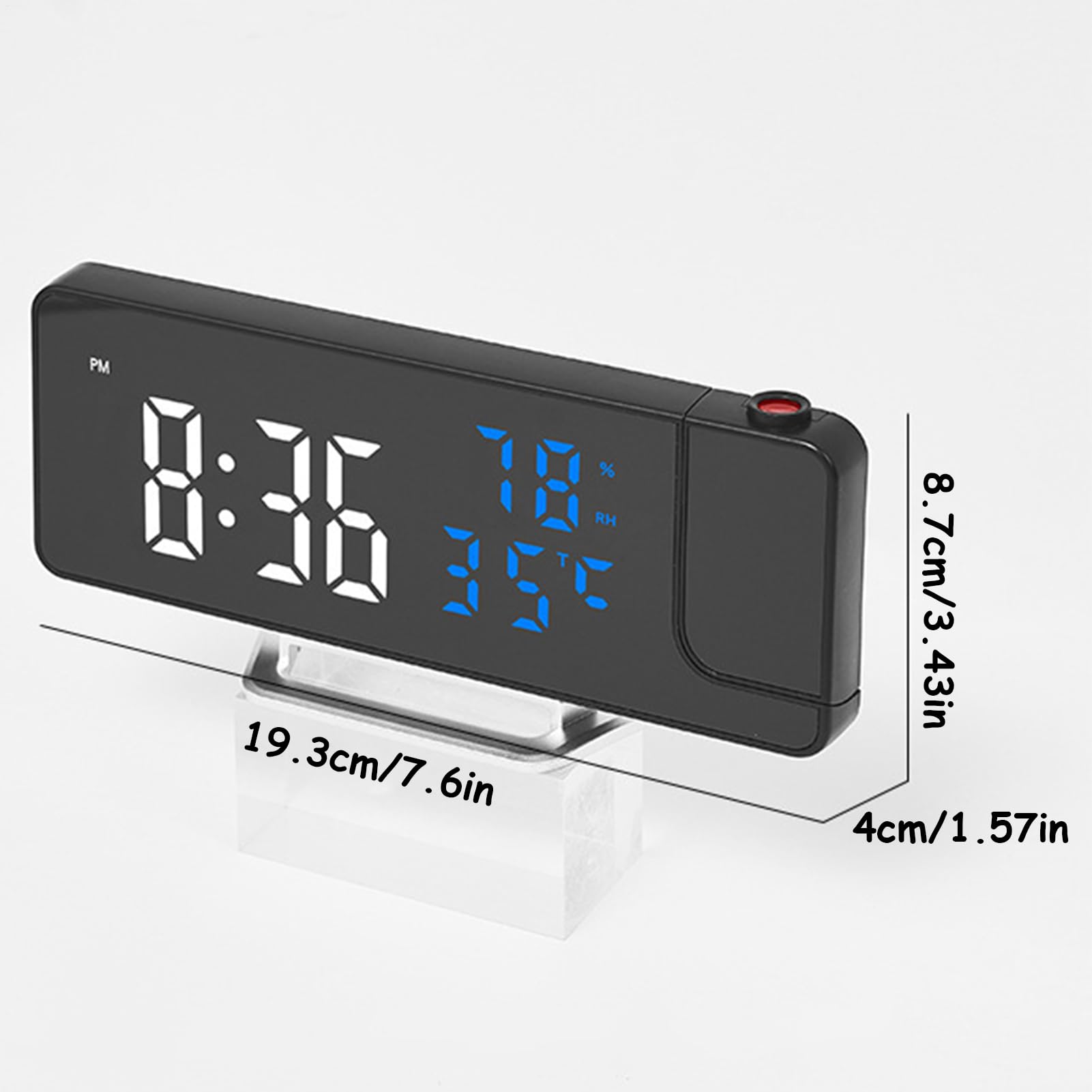 Alarma con proyección digital: reloj con pantalla giratoria ajustable, temporizador LED compacto, sensores de temperatura y humedad | Gadget para la habitación de oficina en casa de diseño elegante
