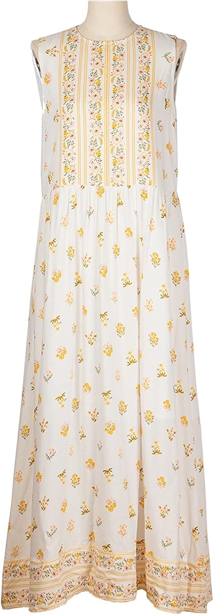 MLKJSYBA delle Donne Senza Maniche Abiti da Donna con Stampa Floreale  O-Collo Abiti Lunghi Hippie Chic Casual Beach Maxi Dress (Color : C, Size :  Large) : Amazon.it: Abbigliamento