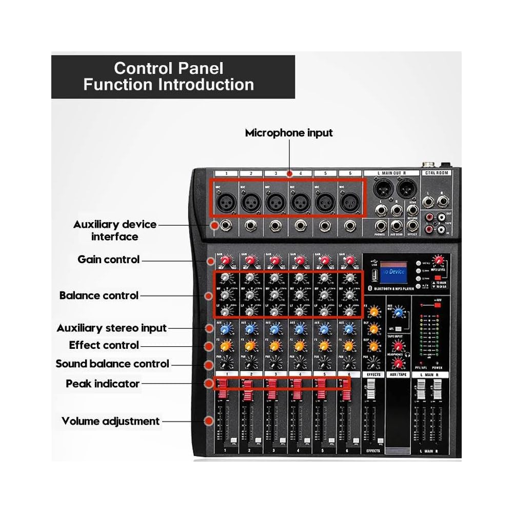Buy RibasuBB 8 Channel Audio Mixer, Professional Audio Mixer Sound