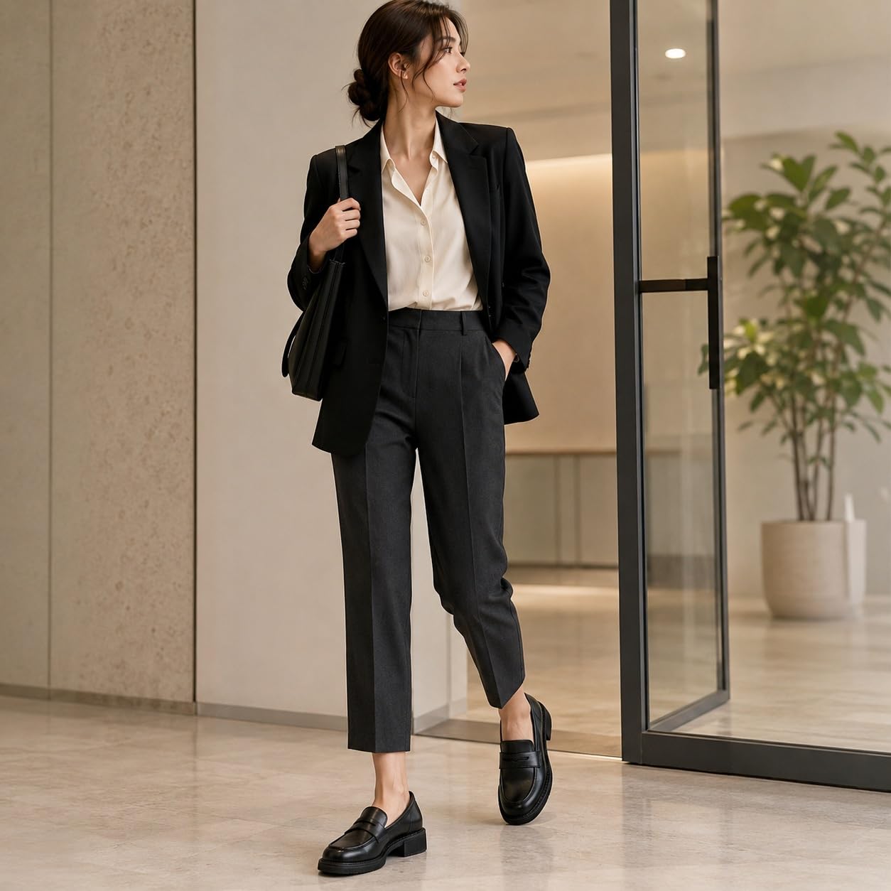 LVJMJ - Scarpe basse da donna con cinturino a T, borchie, tacco invisibile