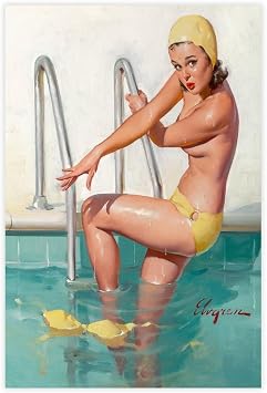 Sexy Woman Pin-up Girl Cover, Girl! by Gil Elvgren Posters Prints Canvas Deco Paintings Vintage Wall Art For Offices Living Rooms And Bedrooms Hanging Frame 8" L X 12" W