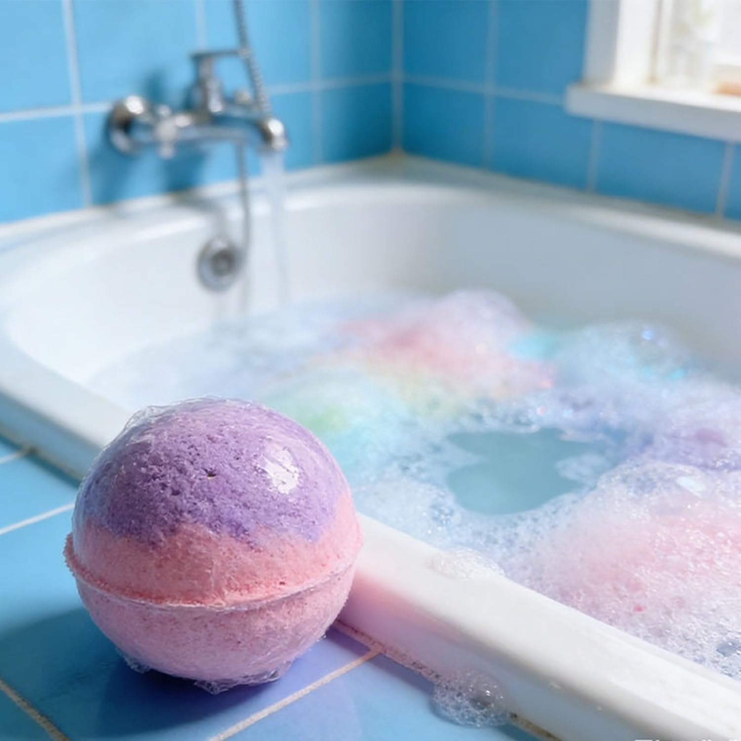 Relaxing Bath Bombs Pack of 2 Fragnance Aromatic Bubbles Water Baths Colorful Easy to Use Round Bathing Balls For 4+ Years Kids & Adult Non-Toxic Herbal Natural Essential Oil-image-20
