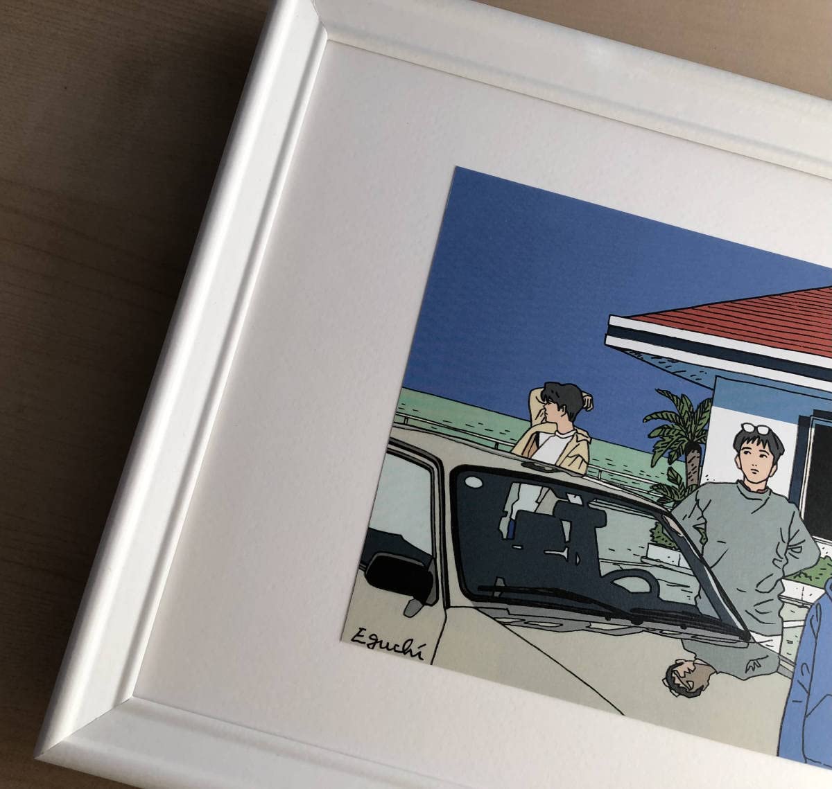 Amazon.co.jp: kj 額装品 江口寿史 デニーズ イラスト A4サイズ額入り