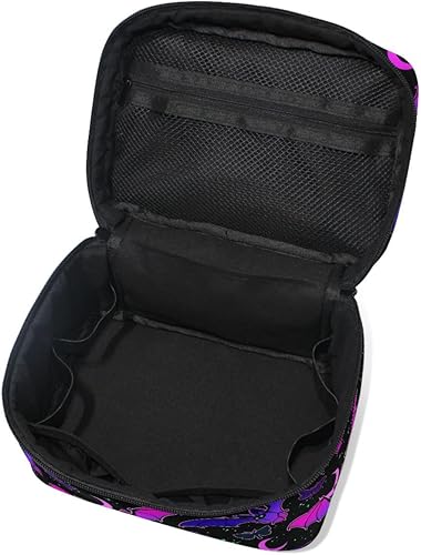 Miniatura 10 de ZOEO Estuche de tren de maquillaje, escamas de sirena moradas, peces de mármol, luz de verano, dorado, coreano, transporte, portátil, cremallera,