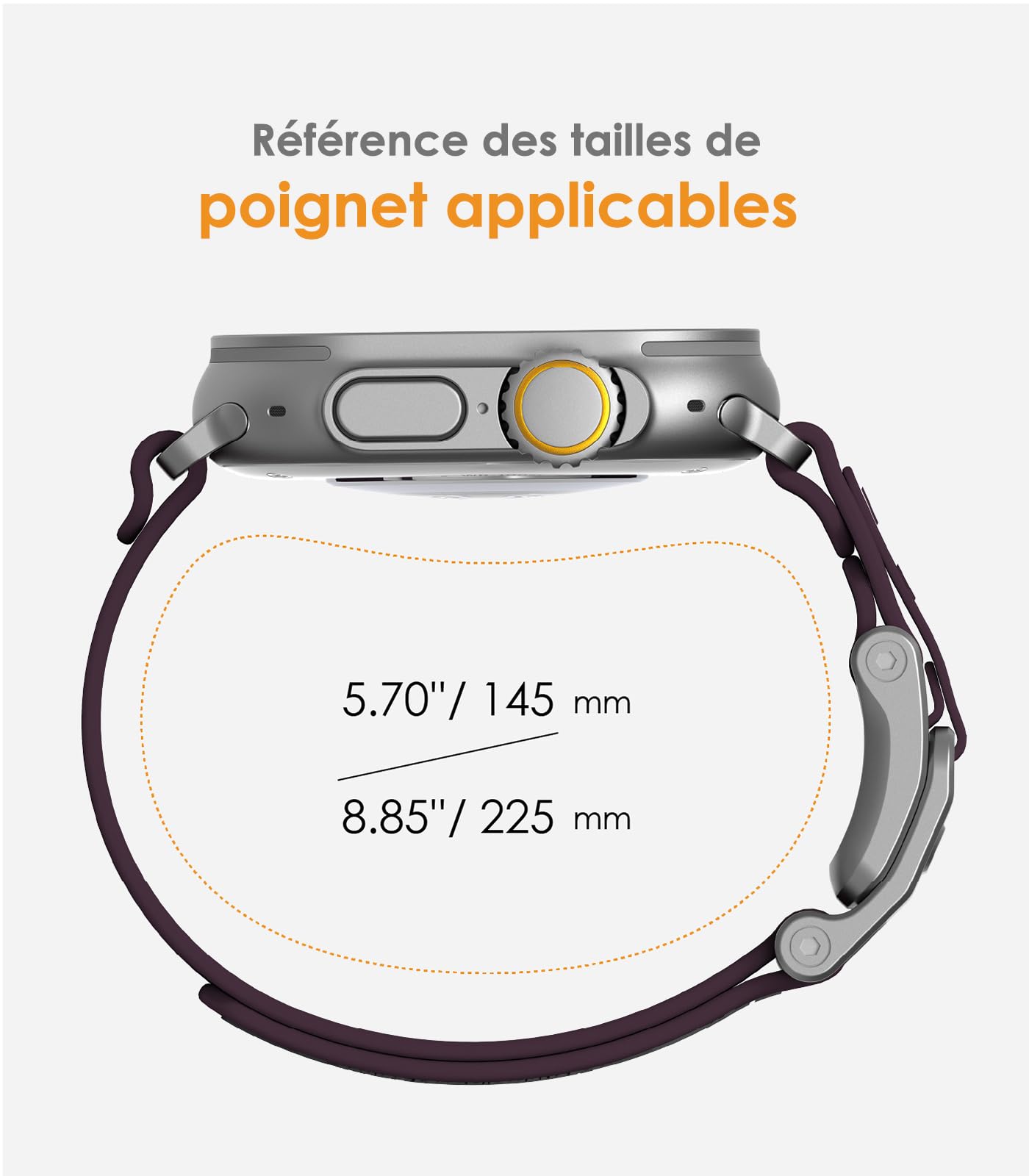 Aulumu Bracelet fin à boucle magnétique A11 conçu pour Apple Watch | Libération rapide de la mémoire | Tresse en nylon velours | Fermoir magnétique en acier inoxydable – Violet nuit