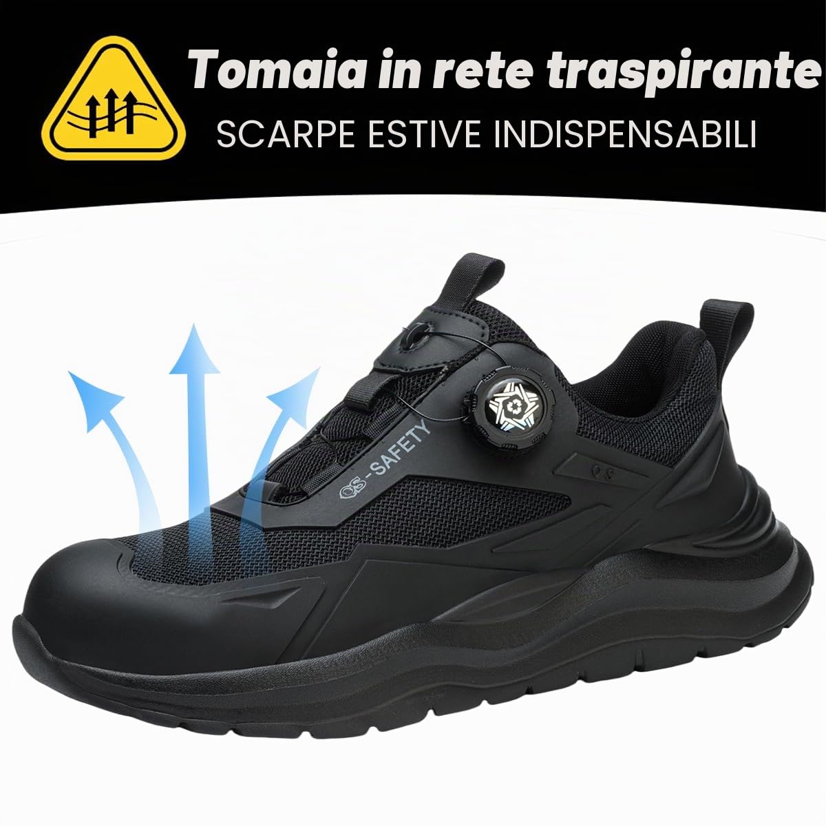 Scarpe Antinfortunistiche Uomo Donna Scarpe da Lavoro Impermeabili Leggere Antiscivolo con Punta in Acciaio S1P Invernali Estive Nero 47