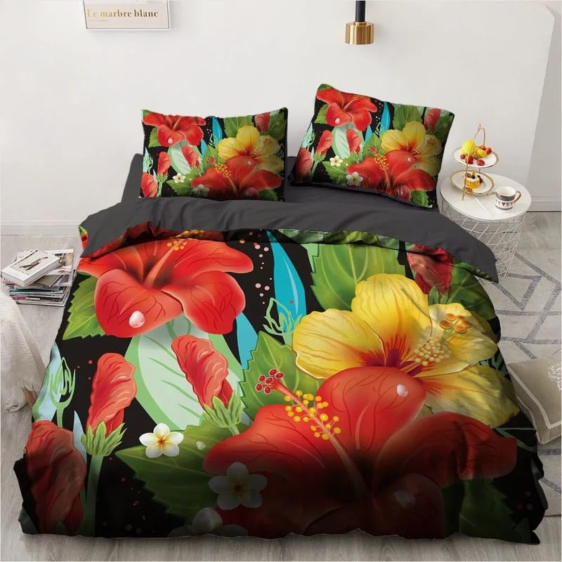 Funda nórdica flores negras suave de 155x220 como regalo de cumpleaños