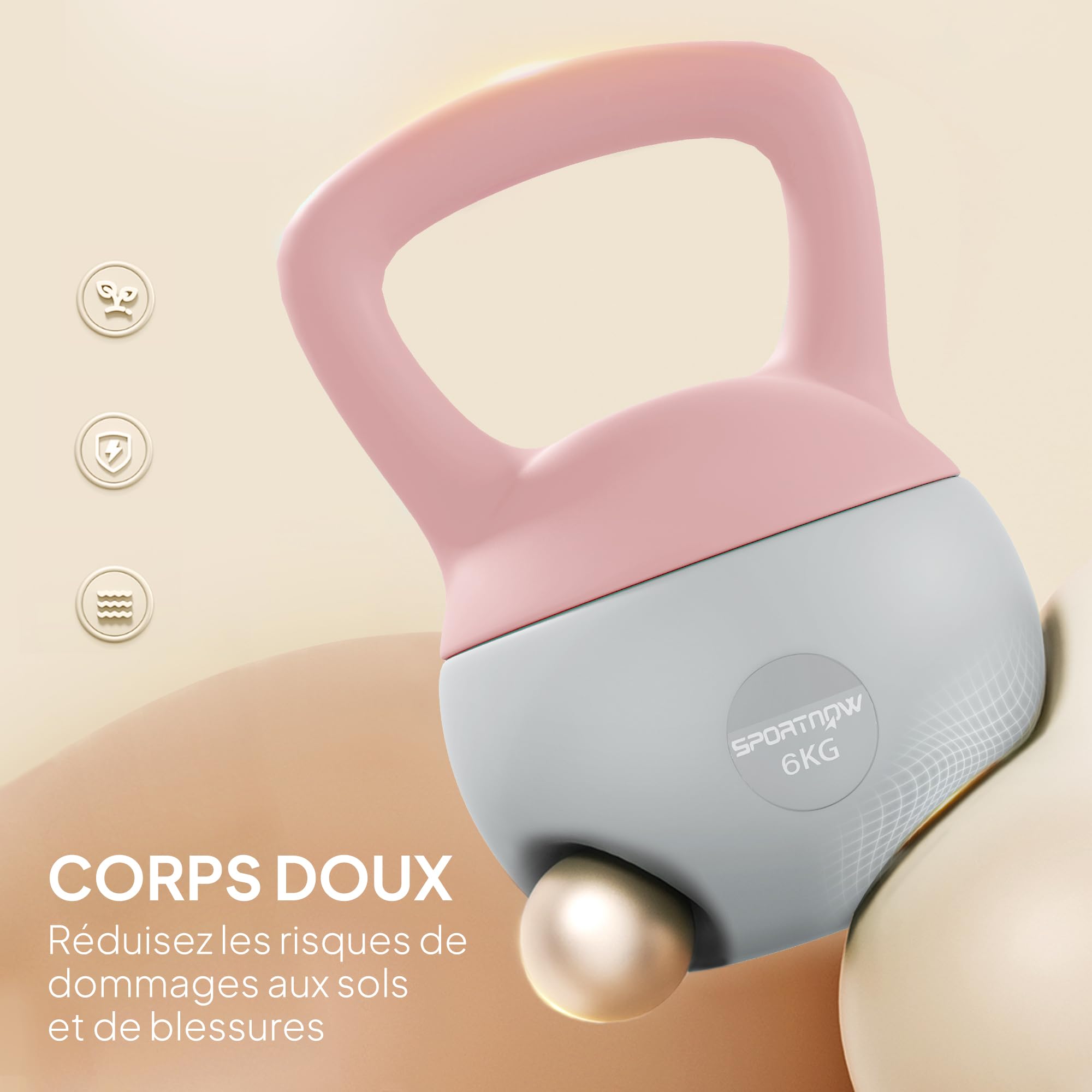 SPORTNOW 6kg Kettlebell con impugnatura antiscivolo, Rosa e Grigio | Kettlebell, Sollevamento pesi, Allenamento di forza