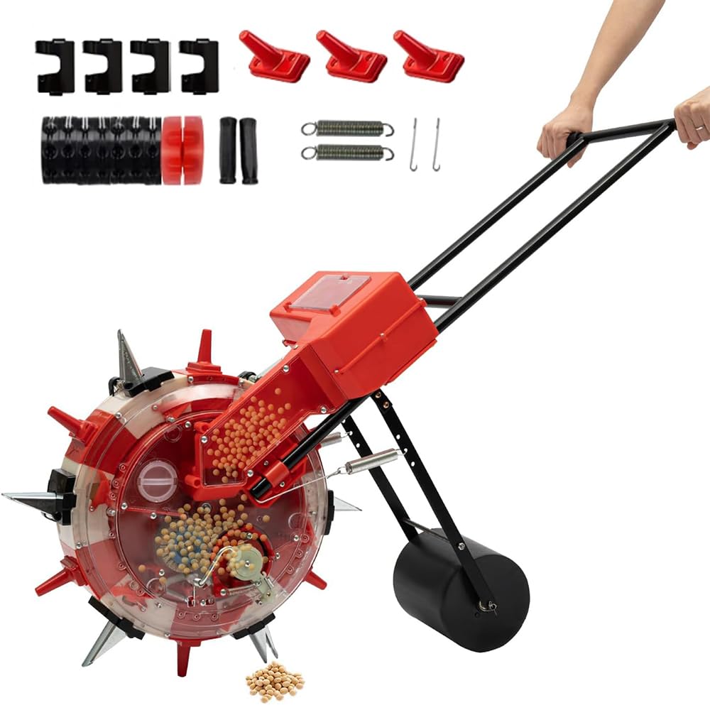 Semoir de Jardin en rangée, semoir de Jardin de précision, semoir à Rouleaux à poussée Manuelle, Machine à Engrais pour maïs et soja, pour pelouse et Jardin, espacement de 13,5 cm,7 Mouths